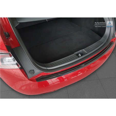 Protection de seuil arrière inox 'Deluxe' sur mesure pour Tesla Model S 2012-2016 & Facelift 2016- Noir/Carboné noir Protection de seuil arrière inox 'Deluxe' sur mesure pour Tesla Model S 2012-2016 & Facelift 2016- Noir/Carboné noir