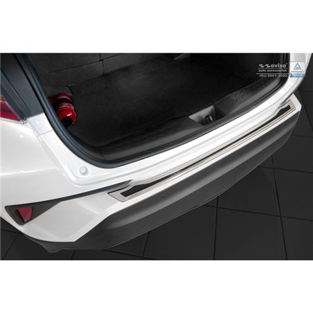 Protection de seuil arrière inox 'Deluxe' sur mesure pour Toyota C-HR 2016-2019 & Facelift 2019-2023 Chromé/Carboné noir Protection de seuil arrière inox 'Deluxe' sur mesure pour Toyota C-HR 2016-2019 & Facelift 2019-2023 Chromé/Carboné noir