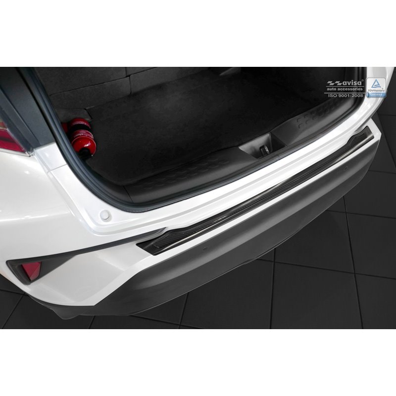 Protection de seuil arrière inox 'Deluxe' sur mesure pour Toyota C-HR 2016-2019 & Facelift 2019-2023 Noir/Carboné noir