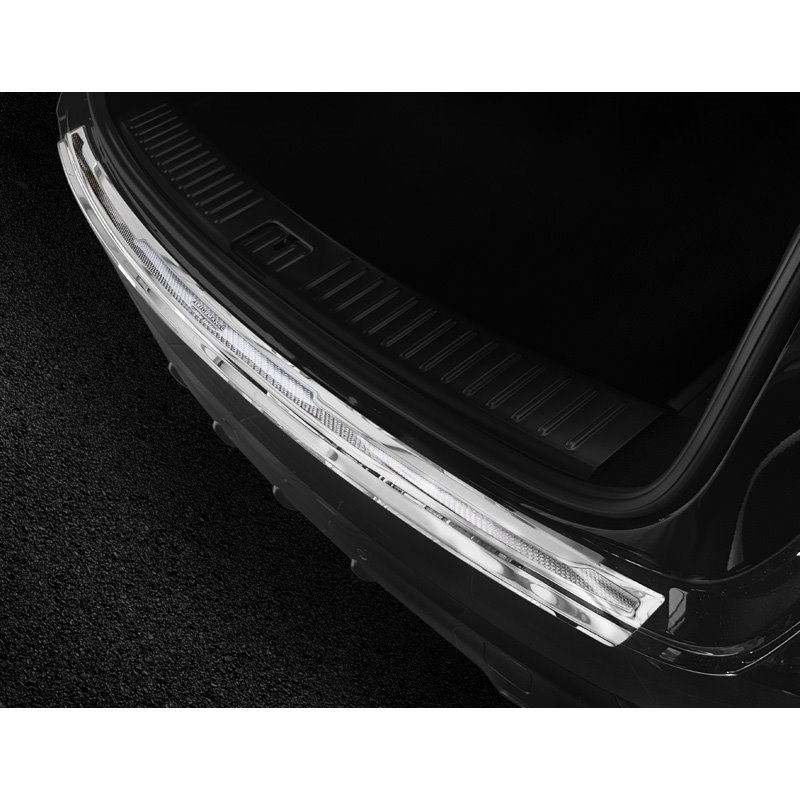 Protection de seuil arrière inox 'Deluxe' sur mesure pour Porsche Cayenne III 2017- 'Performance' Argent/Carbone Argent
