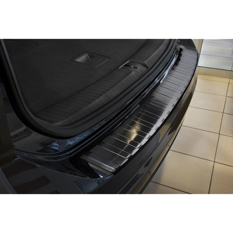 Protection de seuil arrière inox noir sur mesure pour Volkswagen Touran III 2015- incl. R-Line 'Ribs'