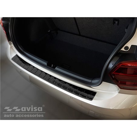 Protection de seuil arrière inox noir sur mesure pour Volkswagen Polo VI 5-portes 2017-2021 & Facelift 2021- 'Ribs' Protection de seuil arrière inox noir sur mesure pour Volkswagen Polo VI 5-portes 2017-2021 & Facelift 2021- 'Ribs'