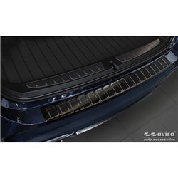 Protection de seuil arrière inox noir sur mesure pour BMW Série-3 (F31) Touring 2012-2015 & FL 2015-2019 'Ribs'