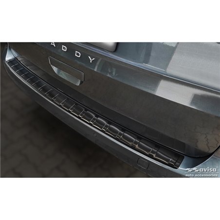Protection de seuil arrière inox noir sur mesure pour Volkswagen Caddy V 2020- 'Ribs' Protection de seuil arrière inox noir sur mesure pour Volkswagen Caddy V 2020- 'Ribs'