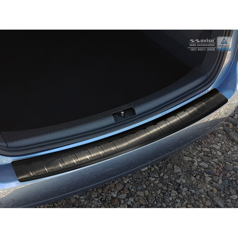 Protection de seuil arrière inox noir sur mesure pour Volkswagen Touran II 2010-2015 'Ribs'