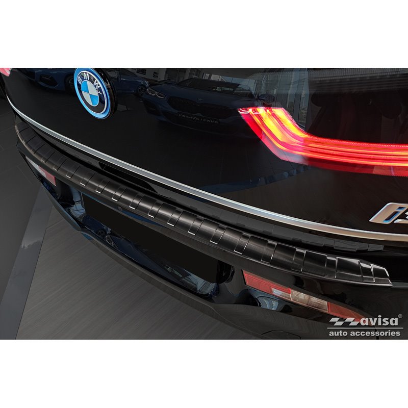 Protection de seuil arrière inox noir sur mesure pour BMW i3 (i01) Facelift 2017- 'Ribs'