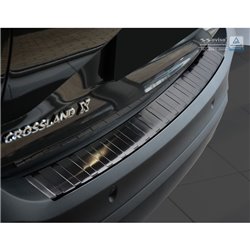 Protection de seuil arrière inox noir sur mesure pour Opel Crossland 2017-2020 & FL 2020- 'Ribs'