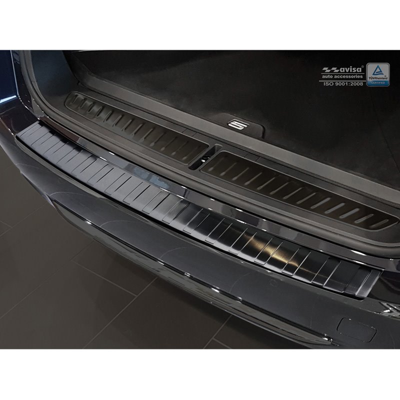 Protection de seuil arrière inox noir sur mesure pour BMW Série 5 G31 Touring 2017-2020 excl. M-Sport 'Ribs'