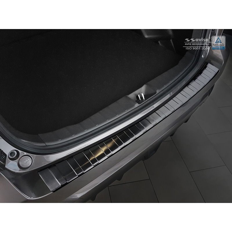 Protection de seuil arrière inox noir sur mesure pour Mitsubishi ASX 2017-2019 'Ribs'