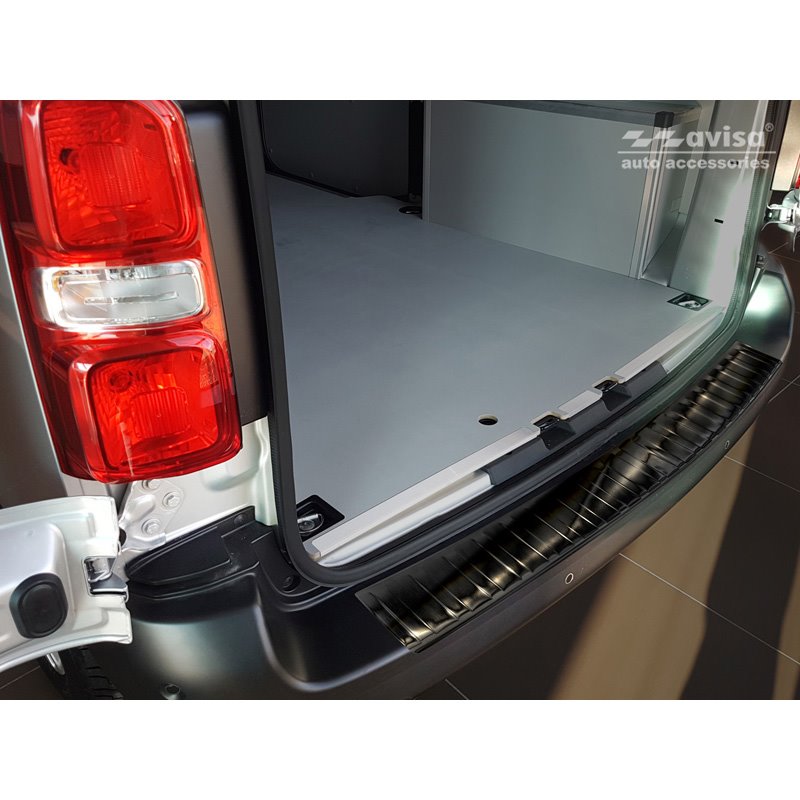 Protection de seuil arrière inox noir sur mesure pour Peugeot Expert III & Citroen Jumpy III 2016- 'Ribs'