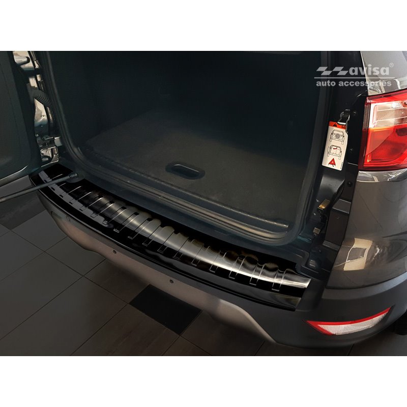 Protection de seuil arrière inox noir sur mesure pour Ford Ecosport II Facelift 2017- incl. ST-Line 'Ribs'