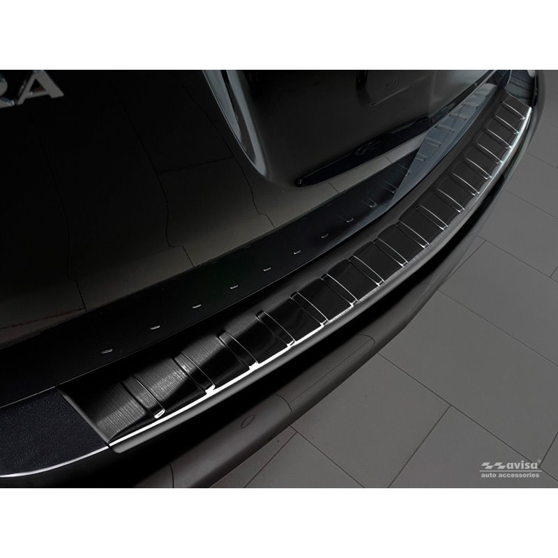 Protection de seuil arrière inox noir sur mesure pour Opel Zafira C Tourer 2012-2016 & Facelift 2016- 'Ribs'