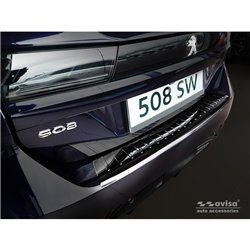 Protection de seuil arrière inox noir sur mesure pour Peugeot 508 II SW 2019- 'Ribs'