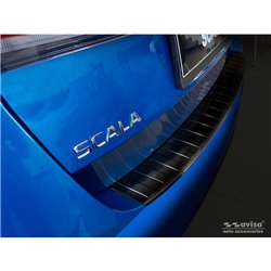 Protection de seuil arrière inox noir sur mesure pour Skoda Scala 2019-2024 & Facelift 2024- 'Ribs'