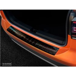 Protection de seuil arrière inox noir sur mesure pour Volkswagen T-Cross 2019-2024 & FL 2024- 'Ribs'