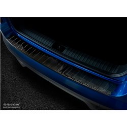 Protection de seuil arrière inox noir sur mesure pour Skoda Kamiq 2019- 'Ribs'