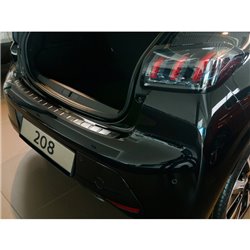 Protection de seuil arrière inox noir sur mesure pour Peugeot 208 II HB 5-portes 2019-2023 & FL 2023- 'Ribs'