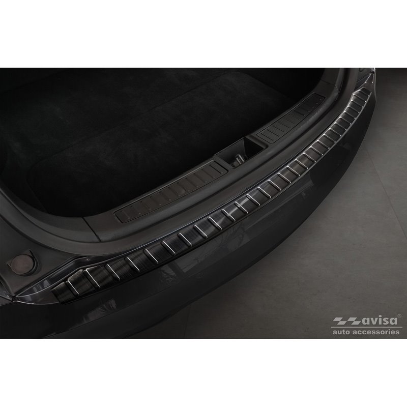 Protection de seuil arrière inox noir sur mesure pour Tesla Model S 2012- 'Ribs'