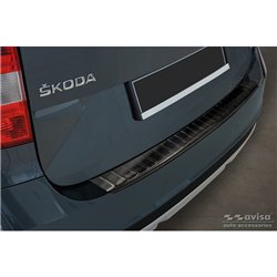 Protection de seuil arrière inox Noir sur mesure pour Skoda Yeti 4x4 Outdoor version/Adventure 2013-2015 & Facelift 2015-2017 'R
