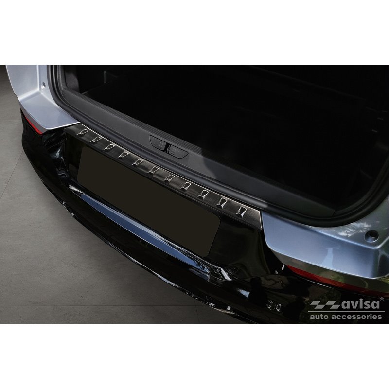 Protection de seuil arrière inox noir sur mesure pour Opel Grandland X Facelift 2021- 'Ribs'