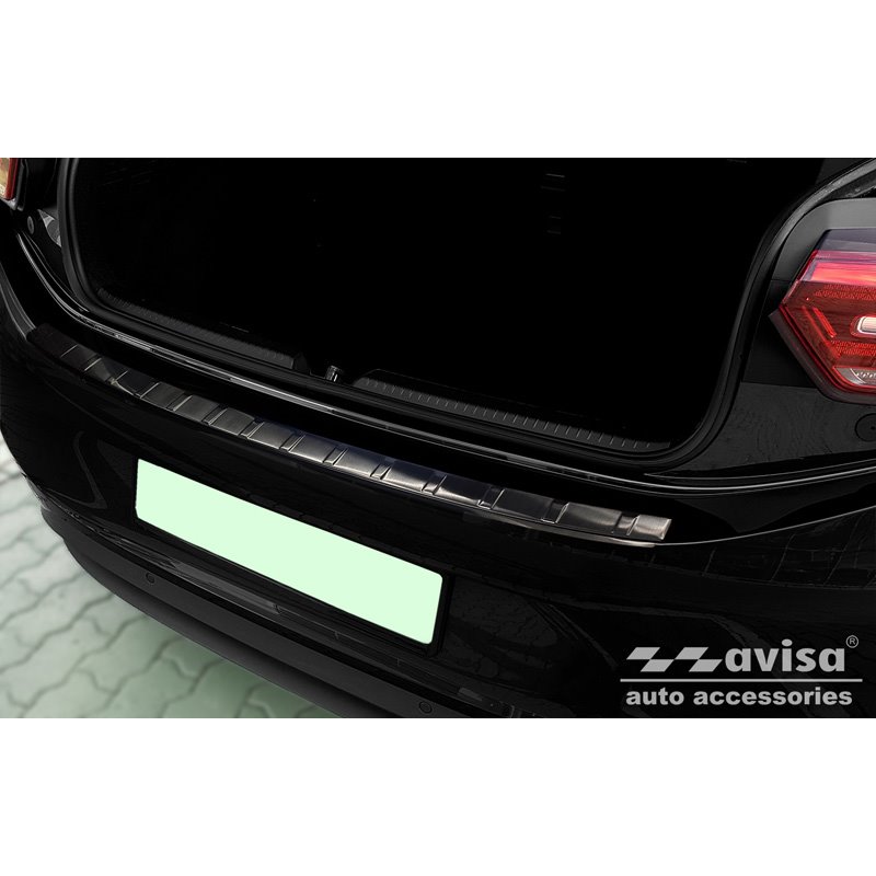 Protection de seuil arrière inox noir sur mesure pour Volkswagen ID.3 2020-2023 & FL 2023- 'Ribs'