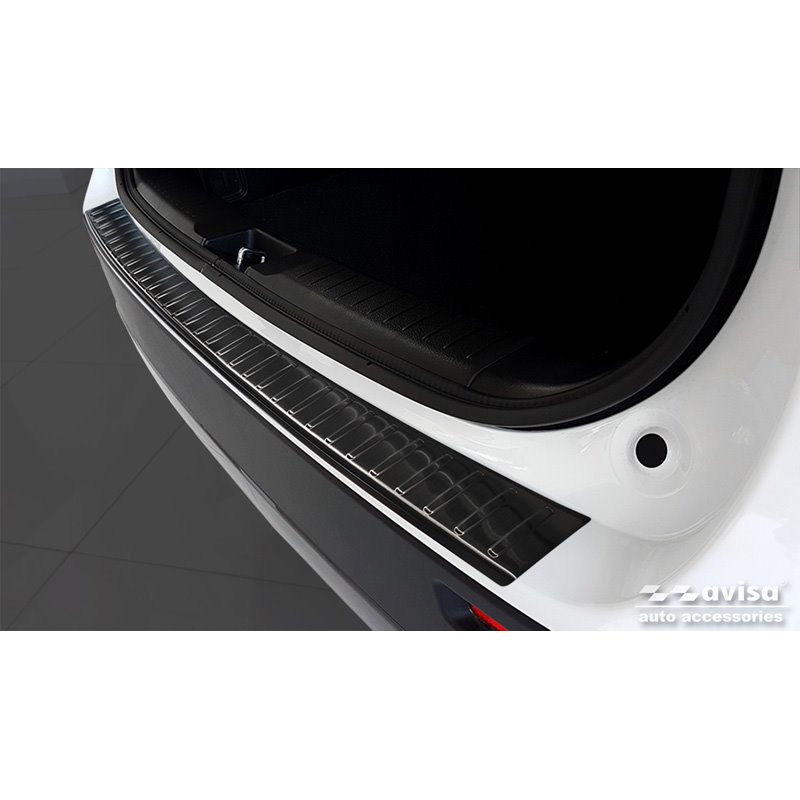 Protection de seuil arrière inox noir sur mesure pour Suzuki Vitara II 2015-2018 & FL 2018- inkl. Hybrid 'Ribs'