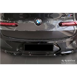 Protection de seuil arrière inox Noir sur mesure pour BMW X4 G02/F98 M Competition Facelift 2021- 'Ribs'