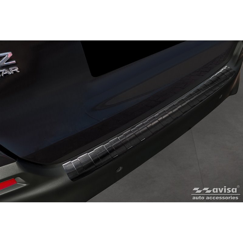 Protection de seuil arrière inox noir sur mesure pour Honda Jazz Crosstar Hyrbid 2020- 'Ribs'