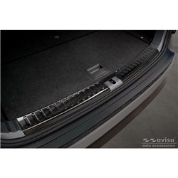 Protection de seuil arrière d'intérieur inox noir sur mesure pour Skoda Kodiaq 2017-2021 & Facelift 2021-2024 'Ribs'
