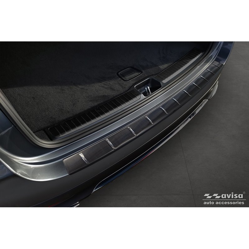Protection de seuil arrière inox noir sur mesure pour Mercedes GLE II (W167) Facelift excl. AMG 2023- 'Ribs'