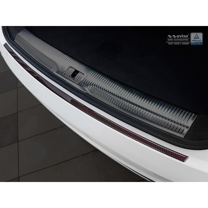 Protection de seuil arrière carboné sur mesure pour Audi Q3 2011-2015 & 2015- Carboné noir-rouge