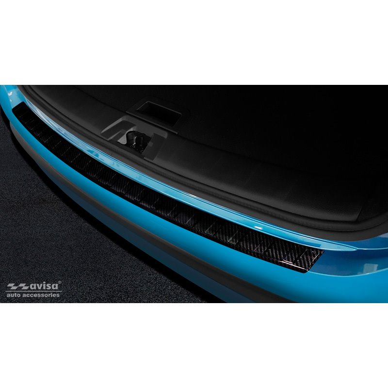 Protection de seuil arrière carboné 3D sur mesure pour Nissan Qashqai II Facelift 2017-2021 'Ribs'