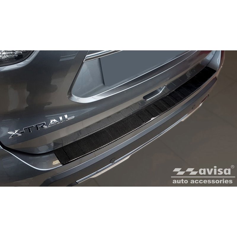 Protection de seuil arrière carboné 3D sur mesure pour Nissan X-Trail III (T32) Facelift 2017-2021 'Ribs'