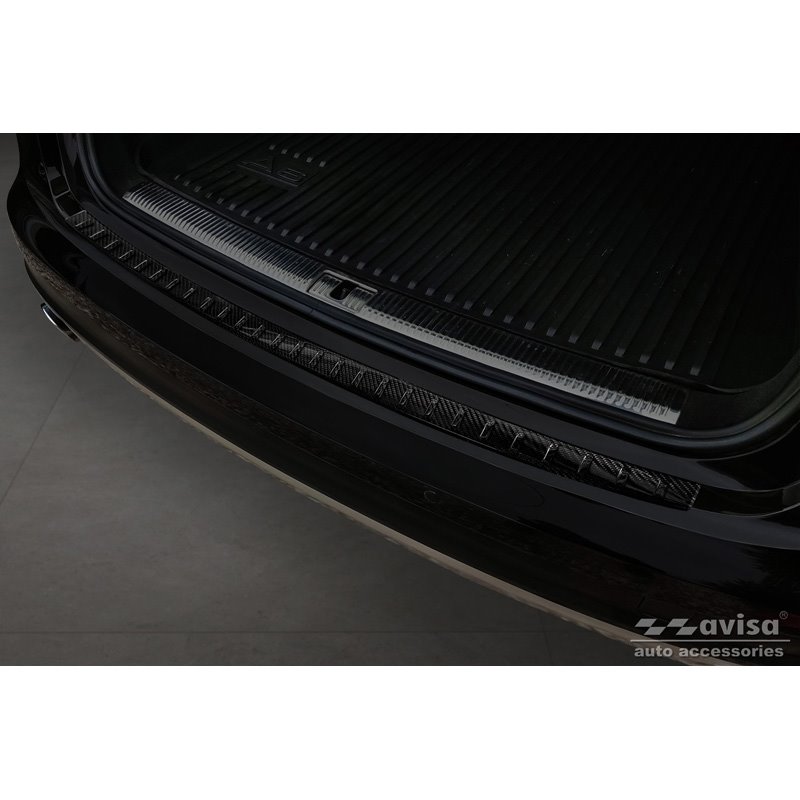 Protection de seuil arrière carboné 3D sur mesure pour Audi A6 Allroad 2012-2018 'Ribs'