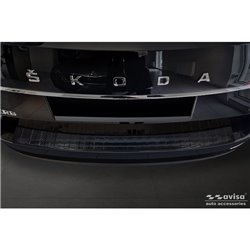 Protection de seuil arrière carboné 3D sur mesure pour Skoda Superb III Combi 2015-2019 & Facelift 2019-2024 incl. Scout 'Ribs'