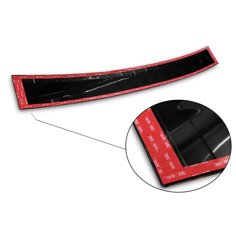 Protection de seuil arrière inox Noir-Chromé sur mesure pour Volvo V70 Facelift 2013-2016 'Ribs'