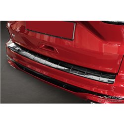 Protection de seuil arrière inox Noir-Chromé sur mesure pour Ford Kuga III ST-Line/Hybrid/Vignale 2019-2024 & FL 2024-  'Ribs'