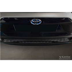 Protection de seuil arrière inox Noir-Chromé sur mesure pour Toyota RAV4 V 2018- & Suzuki Across 2020- 'Ribs'