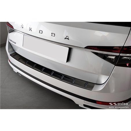 Protection de seuil arrière inox noir sur mesure pour Skoda Superb III Combi 2015-2023 incl. Scout 'STRONG EDITION'