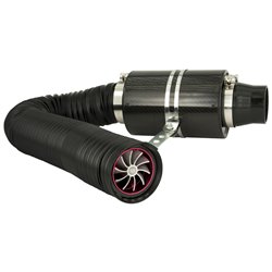 Système filtre à air universel Carboné incl. 1m Argot/Turbo/2 Adaptateurs 76mm/63.5mm