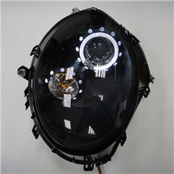 Set de Phares sur mesure pour BMW New Mini R55-R57 2006-2010 - Noir - incl. anneaux Angel-Eyes & Moteur de Réglage