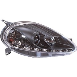 Set de Phares incl. DRL sur mesure pour Fiat Grande Punto 2005-2008 - Noir - incl. Moteur de Réglage