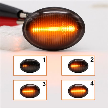 Set de Clignotants Latéraux LED sur mesure pour Alfa/Fiat/Ford/Lancia modèles divers - Fumée - incl. Feux Dynamiques