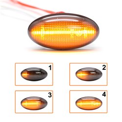 Set de Clignotants Latéraux LED sur mesure pour Peugeot modèles divers - Fumée - incl. Feux Dynamiques