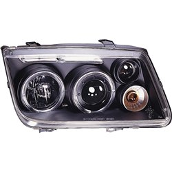 Set de Phares sur mesure pour Volkswagen Bora 1999-2005 - Noir - incl. anneaux Angel-Eyes & Feux anti-brouillard