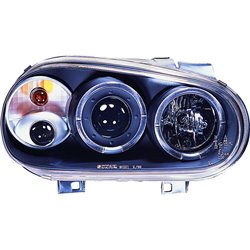Set de Phares sur mesure pour Volkswagen Golf IV 1998-2003 - Noir - incl. anneaux Angel-Eyes & Feux anti-brouillard
