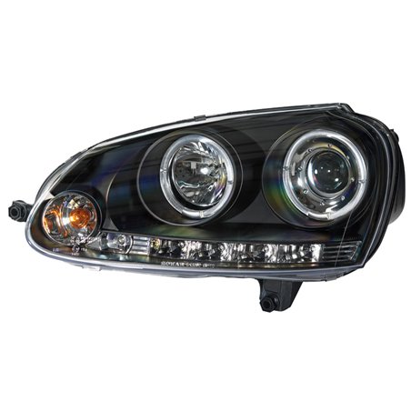 Set de Phares sur mesure pour Volkswagen Golf V 2003-2008 - Noir - incl. anneaux Angel-Eyes