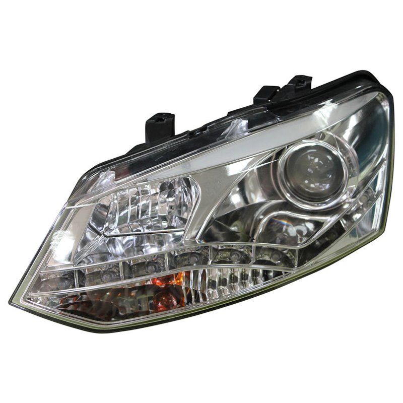 Set de Phares avec aspect Diurnes sur mesure pour Volkswagen Polo 6R 2009-2014 - Chromé - incl. Moteur de Réglage