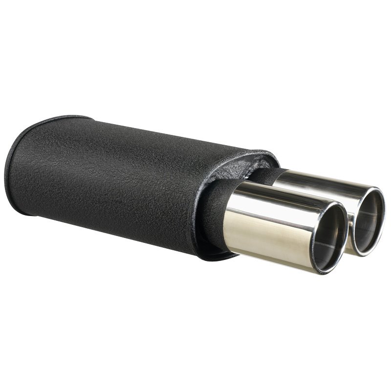 Échappement universel d'acier - 2x90mm Rond - 63,5mm accouplement