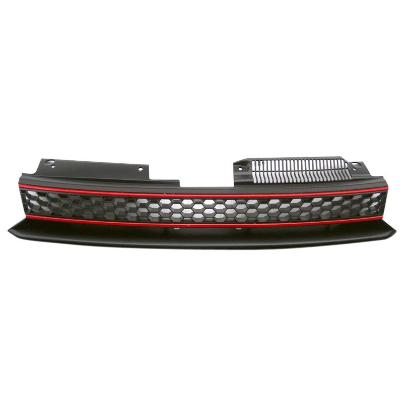 Grill sans logo en Look-GTi sur mesure pour Volkswagen Golf VI 2008-2012 Noir/Rouge